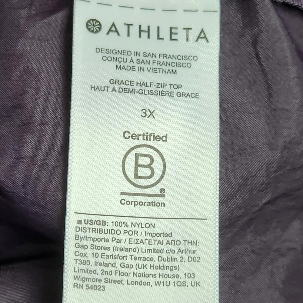 Athleta Grace Half Zip Top Jacket Deep Crocus Violet Nylon Wind Women's Size 3X - Picture 11 of 15